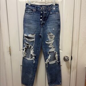 Lucky Brand Blue Boyfriend Jeans Distressed